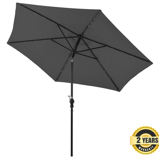 Parasol with LED lights and steel pole 300cm