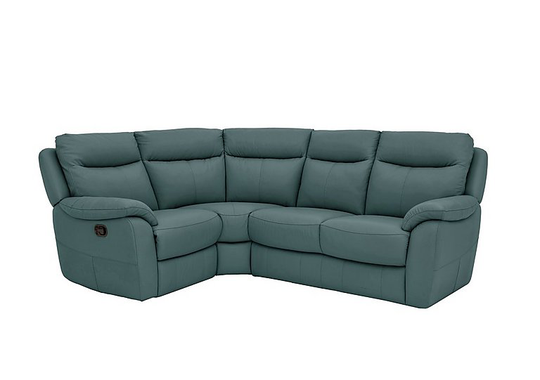 Snug Compact Leather Power Single Recliner Corner Sofa - Green- World of Leather