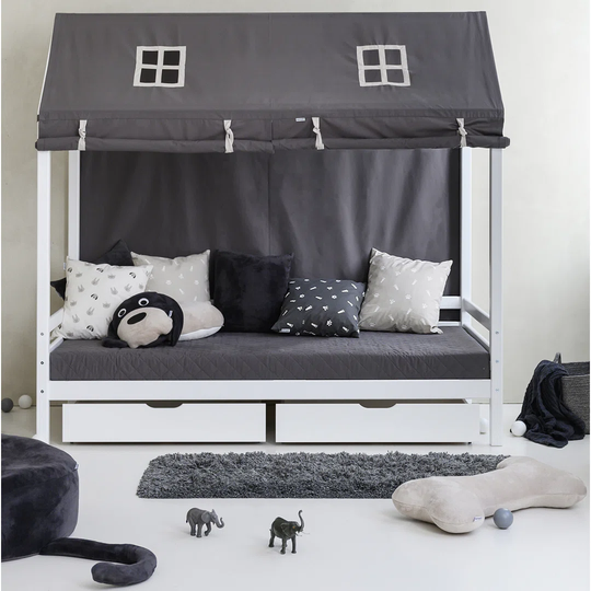 Basic European Single (90 x 200cm) House Bed with PETS Curtain
