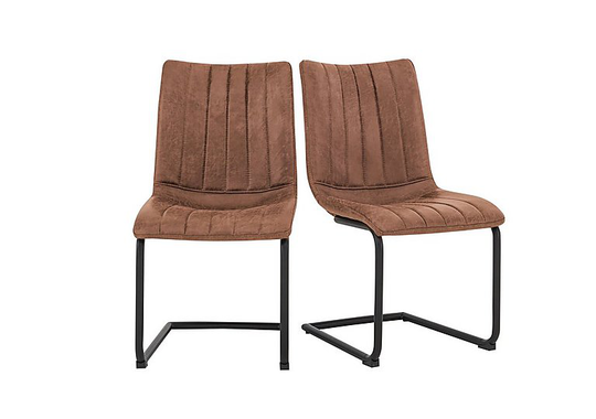 Ranger Pair of Cantilever Dining Chairs - Brown