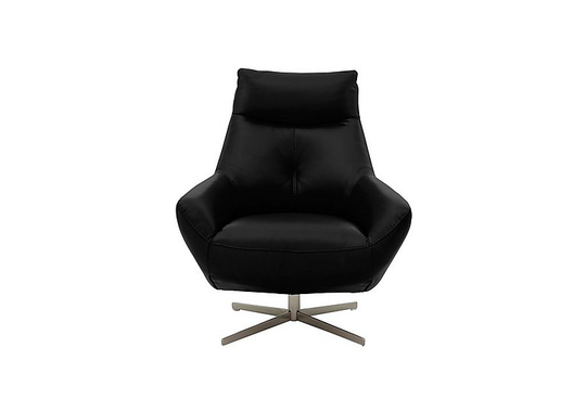 Galaxy Swivel Chair - Black- World of Leather