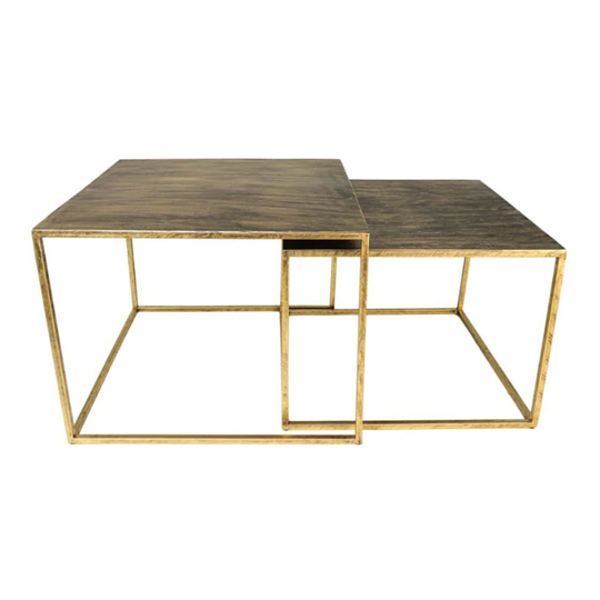 HSM Collection 2 Piece Coffee Table Set Square Gold