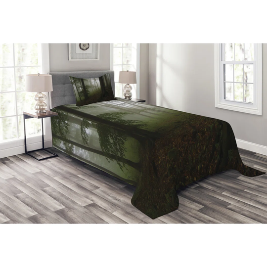 Adeleke Green/Brown Bedspread Set with Pillow Sham