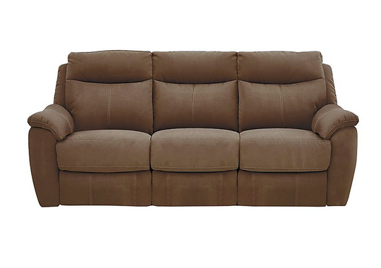 Snug 3 Seater Fabric Manual Recliner Sofa - Brown