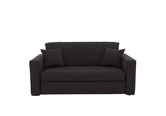Versatile Small 2 Seater Fabric Sofa Bed with Box Arms - Black