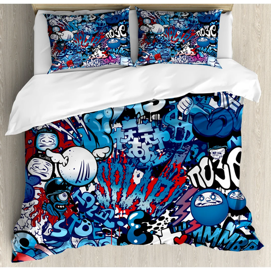 Marquand Blue/White Microfibre 350 TC Modern & Contemporary Duvet Cover Set