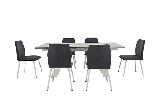 Connubia by Calligaris - Wings Extending Dining Table and 6 Fixed Fabric Chairs - 200-cm