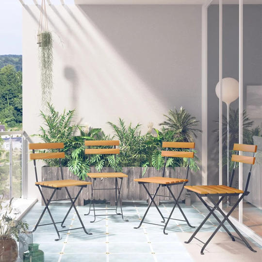Folding Bistro Chair 4 Pcs Solid Acacia Wood
