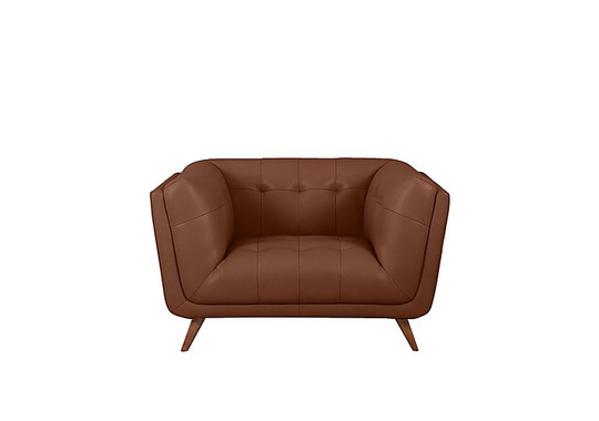 Rene Leather Cuddler Sofa - Brown