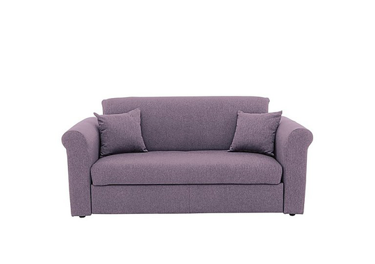 Versatile Small 2 Seater Fabric Sofa Bed with Scroll Arms - Purple