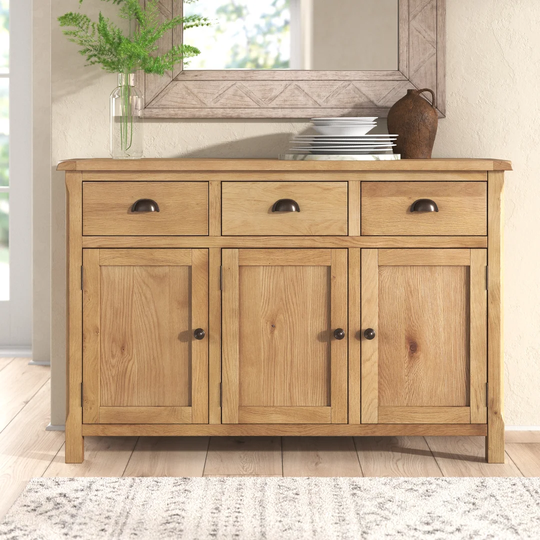 Aceves 120 Cm Wide 3 Drawer Solid Wood Sideboard