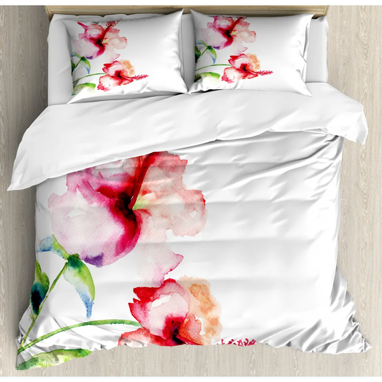 Gagliardi White/Red/Green Microfibre 350 TC Duvet Cover Set