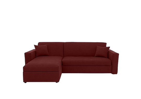 Versatile 2 Seater Fabric Chaise Sofa Bed with Storage with Box Arms - Red