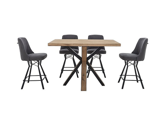 Habufa - Detroit Bar Table and 4 Bar Stool Set - Grey