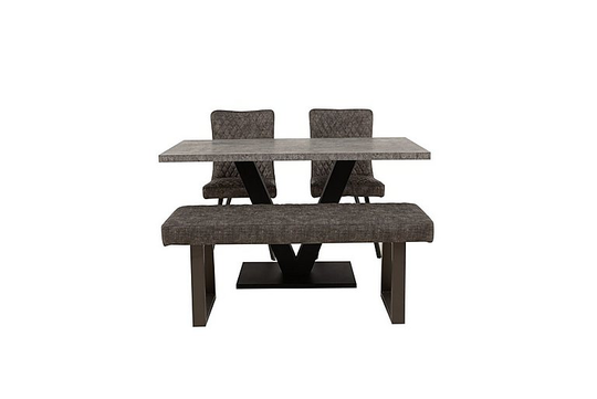 Rocket Dining Table, 2 Earth Chairs and Compact Earth Low Bench Dining Set