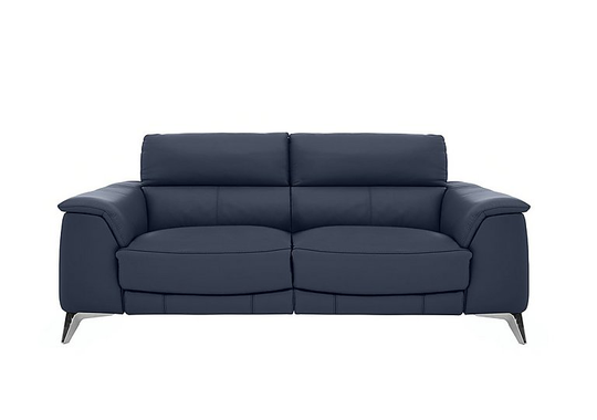 Odyssey 3 Seater Leather Static Sofa - Blue- World of Leather