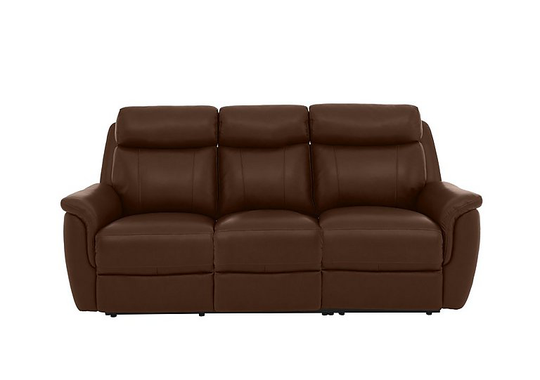 Orlando 3 Seater Leather Power Recliner Sofa with Power Headrests and Lumbar Support - Brown