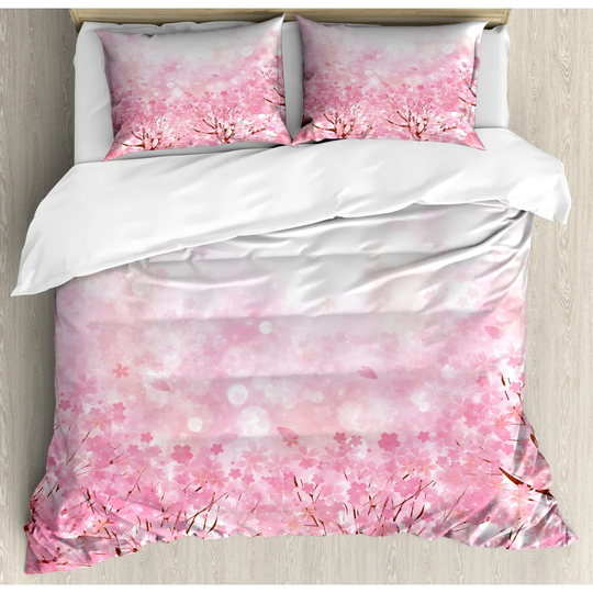 Grandfield Pale Pink/White Microfiber 350 TC Modern & Contemporary Duvet Cover Set