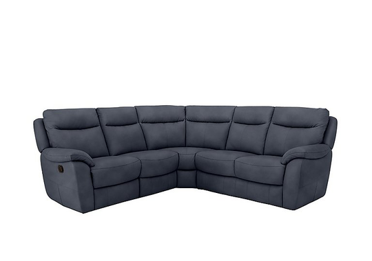 Snug Fabric Manual Recliner Corner Sofa - Blue