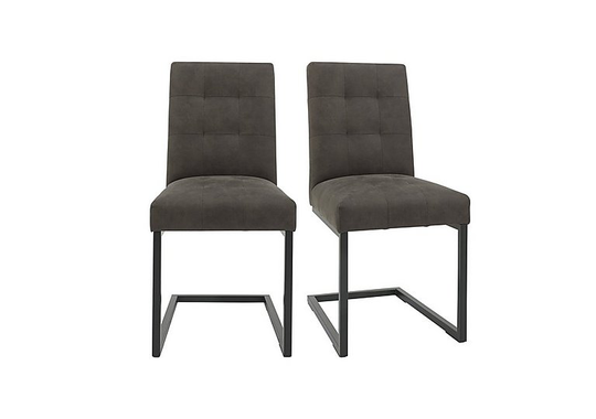 Globe Pair of Cantilevered Dining Chairs - Grey