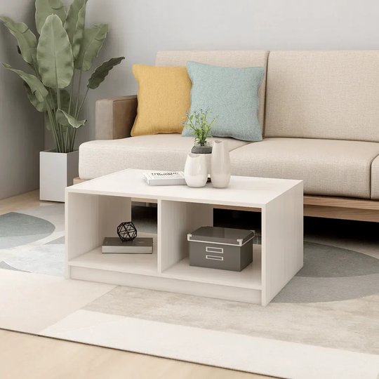 Ebern Designs Coffee Table White 75X50x33.5 Cm Solid Pinewood