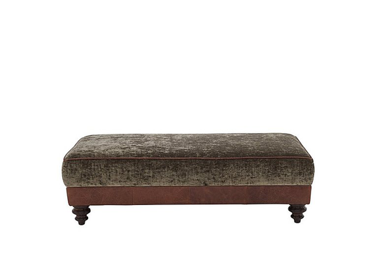 Northwood Large Rectangular Leather and Fabric footstool - Brown