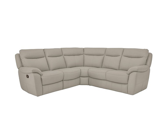 Snug Leather Manual Recliner Corner Sofa - Grey- World of Leather
