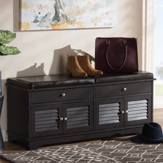 Pierce Faux Leather Storage Bench