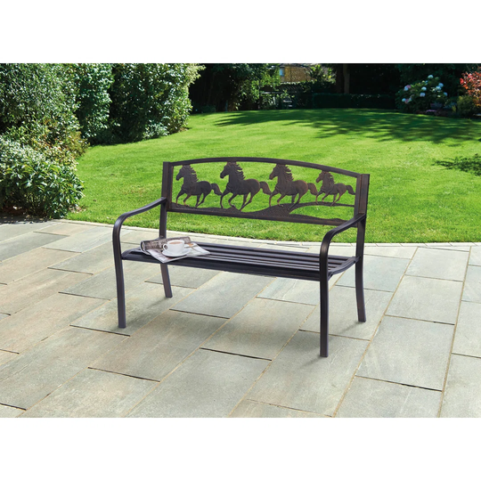 Steel Metal Outdoor Garden Bench Bronze