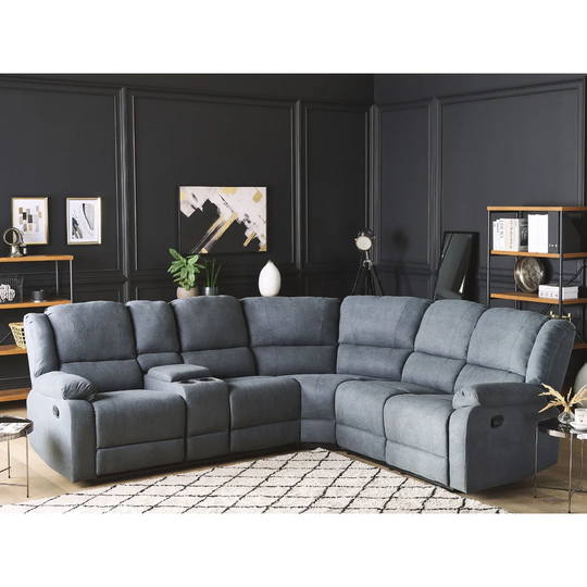 Corner Fabric Manual Recliner Sofa Grey ROKKE