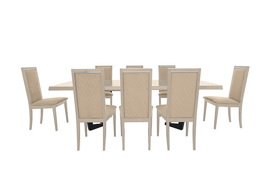 Palazzo 160cm Extending Dining Table in Sand Birch with 8 Rombi Dining Chairs
