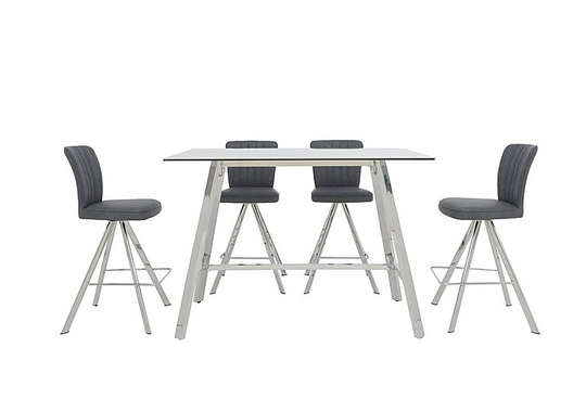 Vegas Bar Table with 4 Faux Leather Swivel Barstools