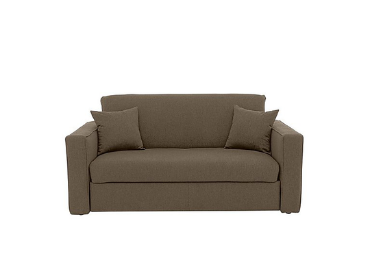 Versatile Small 2 Seater Fabric Sofa Bed with Box Arms - Mink