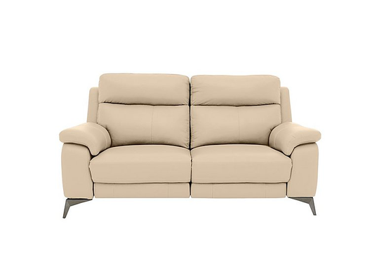 Missouri 2 Seater Leather Recliner Sofa with Power Headrest - Beige- World of Leather