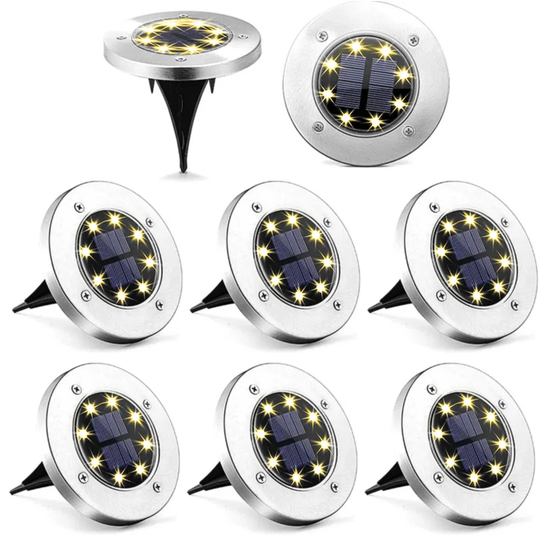 Rutherfordton White Low Voltage Solar Powered Integrated LED Metal Well Lights 8 Pack