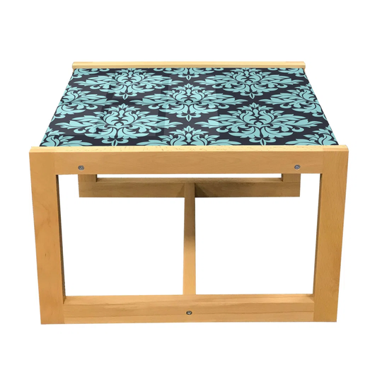 Antique Oriental Coffee Table, Victorian Vintage Classic Motif Swirly Branches Rococo Art, Acrylic Glass Center Table With Wooden Frame For Offices Do
