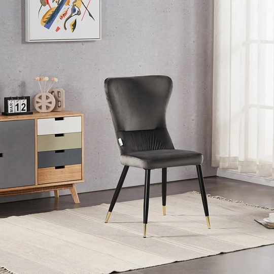 Grubbs Tufted Velvet Side Chair in Dark Grey