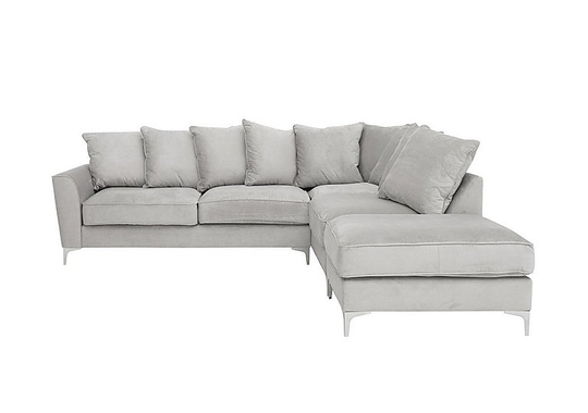 Legend Pillow Back Fabric Corner Sofa - Grey