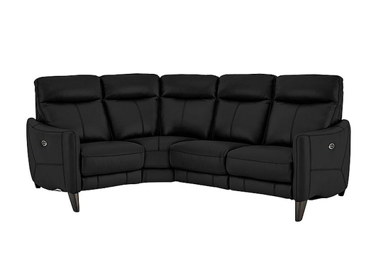 Compact Collection Petit Leather Corner Sofa - Black- World of Leather