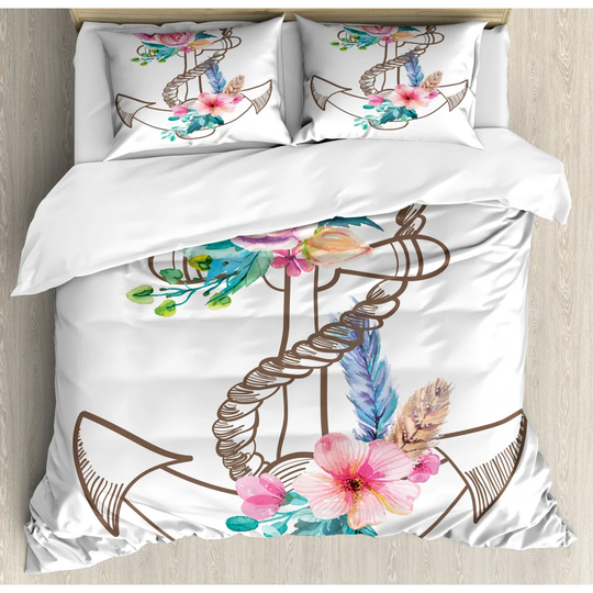 Seraphina Brown/White/Pink Microfiber 350 TC Modern & Contemporary Duvet Cover Set