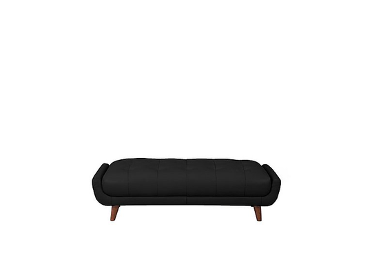 Rene Large Leather Footstool - Black
