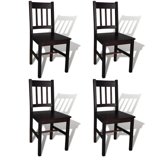 Dining Chairs 4 Pcs Dark Brown Pinewood