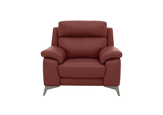 Missouri Leather Recliner Armchair with Power Headrest - Red- World of Leather