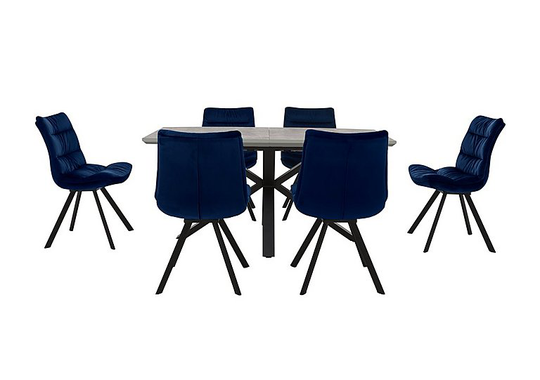 Diego Rectangle Extending Dining Table and 6 Chairs - Blue