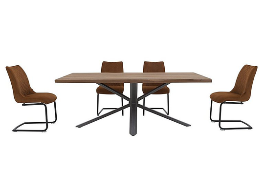 Habufa - Philadelphia Dining Table and 4 Dining Chairs - 230-cm - Brown