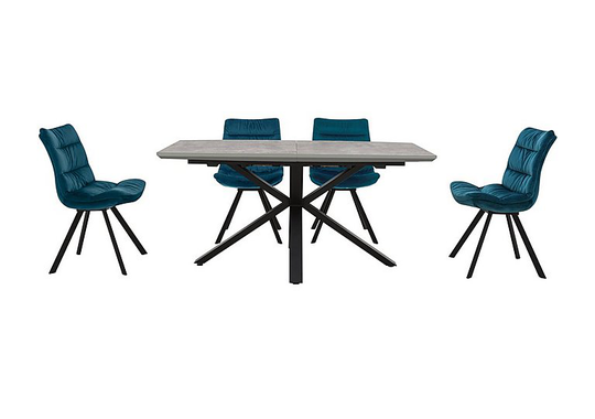 Diego Rectangle Extending Dining Table and 4 Chairs - Teal