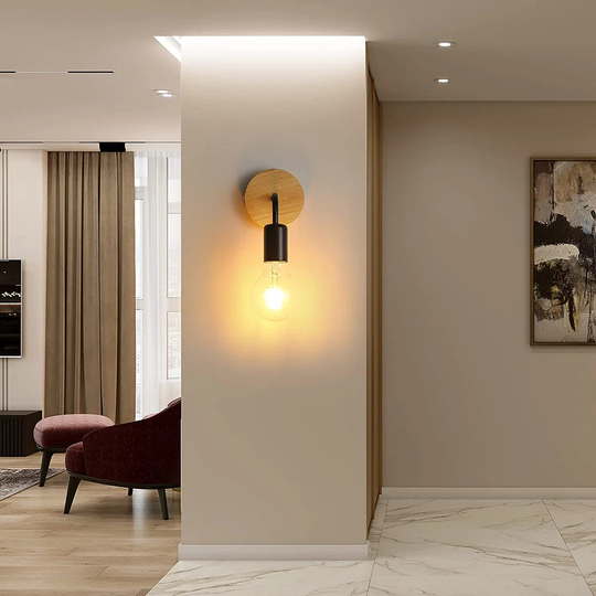 Geof 2 - Light Brown/Black Armed Sconce