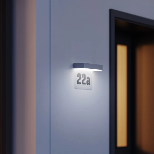 LED Solar Wall Light XSolar SOL-O HN Anthracite with Duks to Dawn Sensor incl. House Number Plate