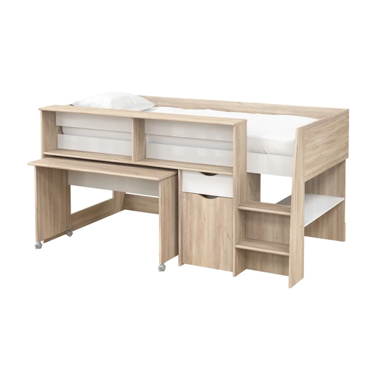 Samira European Single Mid Sleeper Bed with Desk