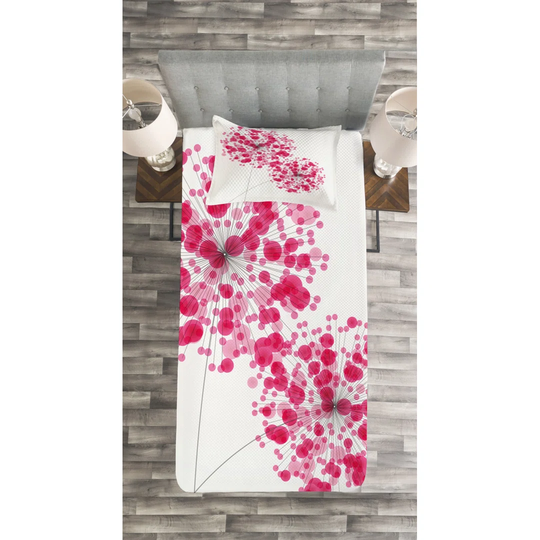 Adelardo Pink/White Bedspread Set with Pillow Sham